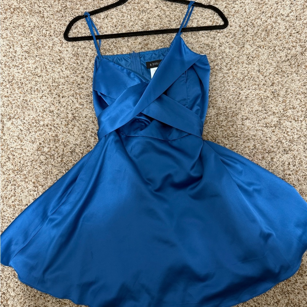 Elegant Blue Satin Dress